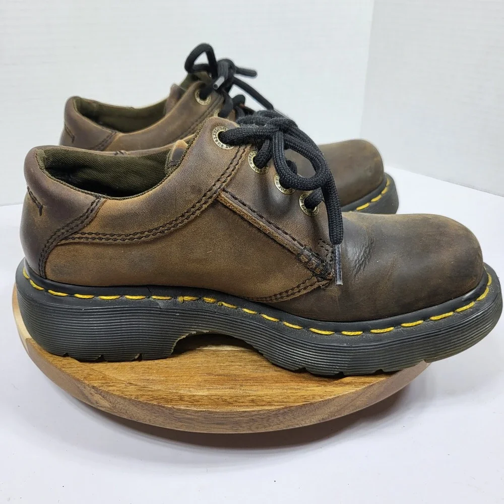 Dr. Martens 8A17 Shoes Mens 4 Brown‎ Good Made in England Vintage Leather Chunky
